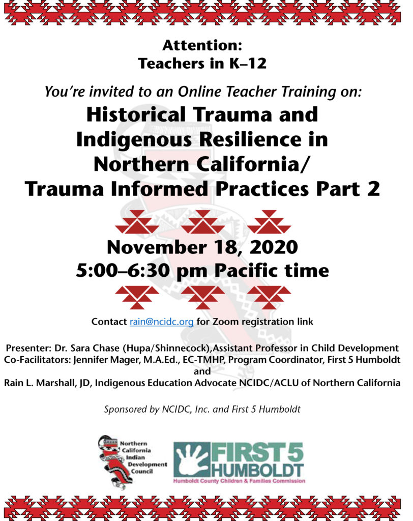 Online Teacher Training 11-8-2020 5PMto 630PM Historical Trauma and Indigenous Resilience